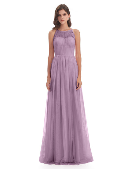 Carla Floor Length Halter Tulle Bridesmaid Dresses