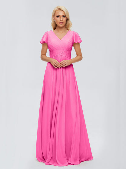 Charlie A-line V Neck Chiffon Bridesmaid Dresses