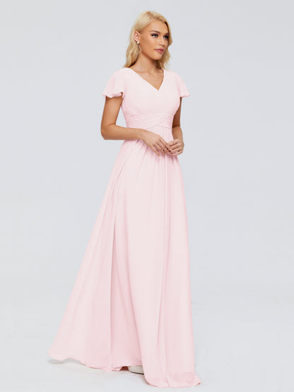 Charlie A-line V Neck Chiffon Bridesmaid Dresses