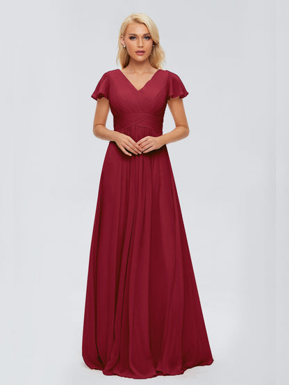 Charlie A-line V Neck Chiffon Bridesmaid Dresses