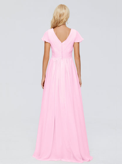 Charlie A-line V Neck Chiffon Bridesmaid Dresses