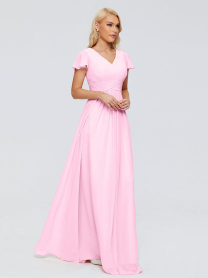 Charlie A-line V Neck Chiffon Bridesmaid Dresses