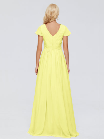 Charlie A-line V Neck Chiffon Bridesmaid Dresses