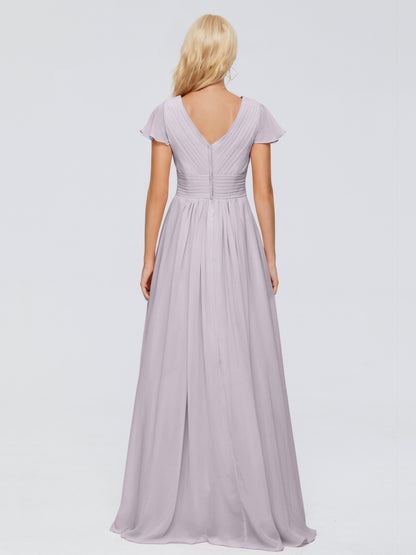 Charlie A-line V Neck Chiffon Bridesmaid Dresses