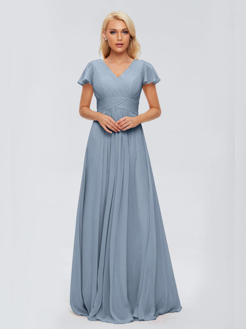 Charlie A-line V Neck Chiffon Bridesmaid Dresses