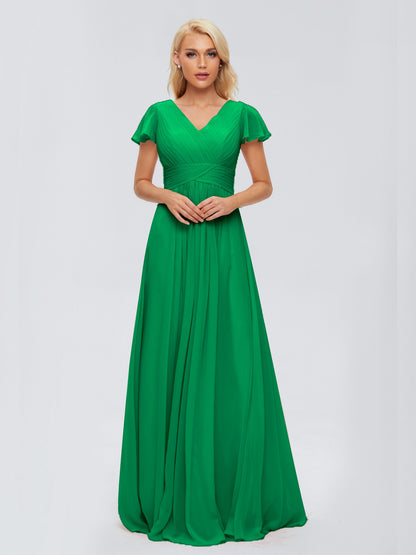 Charlie A-line V Neck Chiffon Bridesmaid Dresses