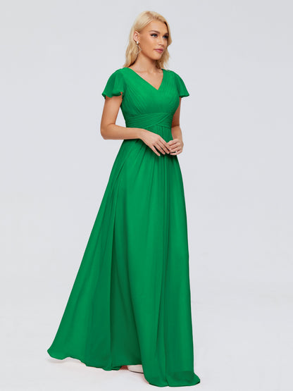Charlie A-line V Neck Chiffon Bridesmaid Dresses