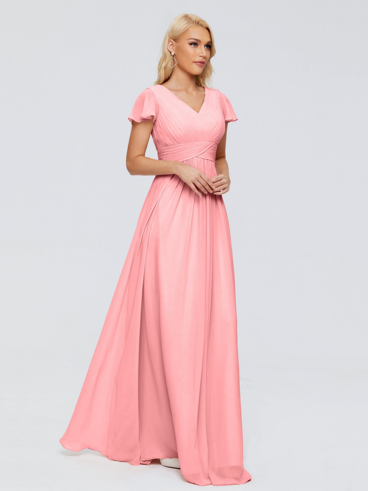 Charlie A-line V Neck Chiffon Bridesmaid Dresses