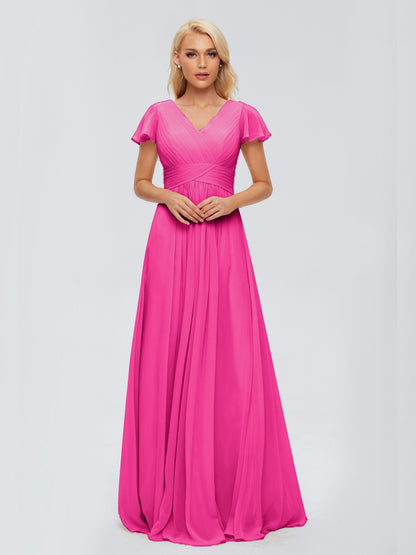 Charlie A-line V Neck Chiffon Bridesmaid Dresses