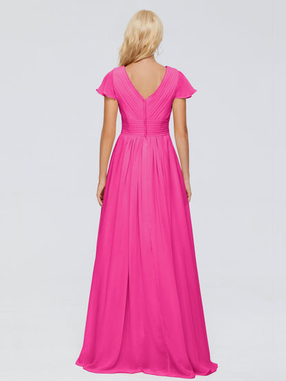 Charlie A-line V Neck Chiffon Bridesmaid Dresses