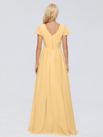 Charlie A-line V Neck Chiffon Bridesmaid Dresses
