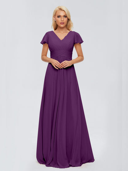 Charlie A-line V Neck Chiffon Bridesmaid Dresses