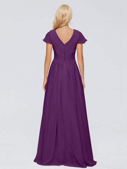 Charlie A-line V Neck Chiffon Bridesmaid Dresses