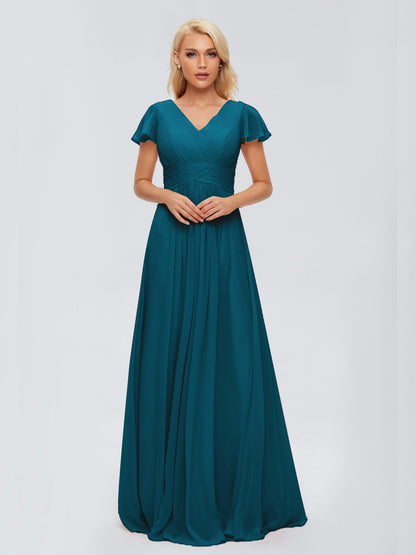 Charlie A-line V Neck Chiffon Bridesmaid Dresses