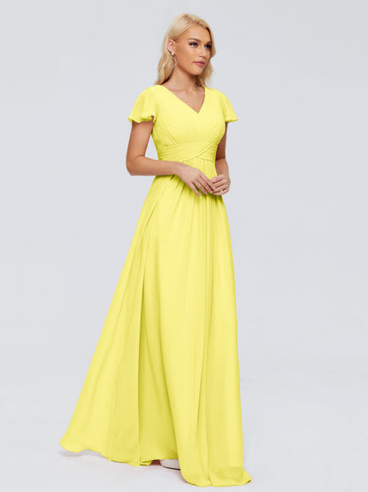 Charlie A-line V Neck Chiffon Bridesmaid Dresses