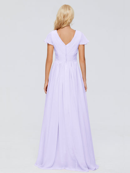 Charlie A-line V Neck Chiffon Bridesmaid Dresses