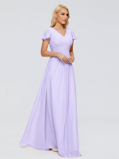 Charlie A-line V Neck Chiffon Bridesmaid Dresses