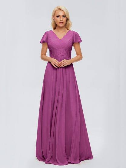 Charlie A-line V Neck Chiffon Bridesmaid Dresses