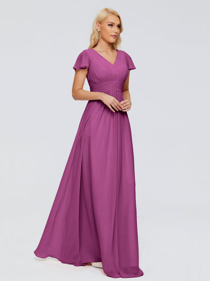 Charlie A-line V Neck Chiffon Bridesmaid Dresses