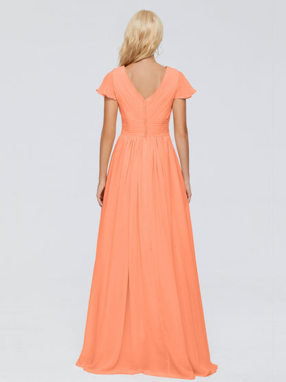 Charlie A-line V Neck Chiffon Bridesmaid Dresses