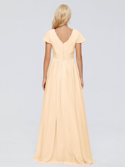Charlie A-line V Neck Chiffon Bridesmaid Dresses