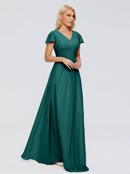 Charlie A-line V Neck Chiffon Bridesmaid Dresses