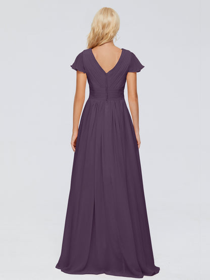 Charlie A-line V Neck Chiffon Bridesmaid Dresses