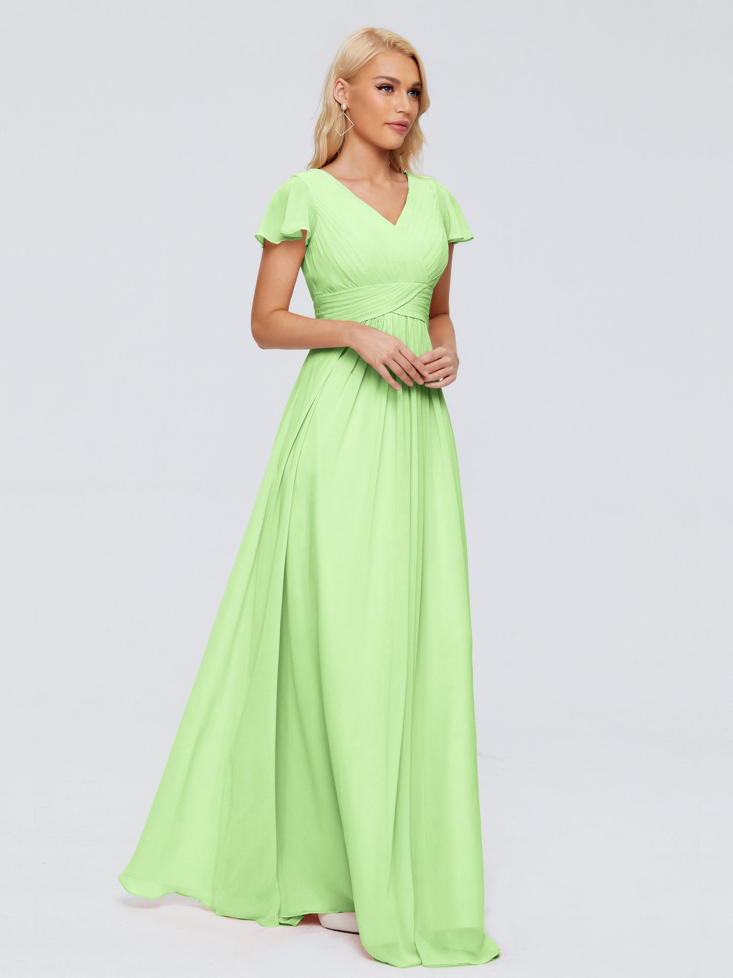 Charlie A-line V Neck Chiffon Bridesmaid Dresses