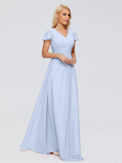 Charlie A-line V Neck Chiffon Bridesmaid Dresses