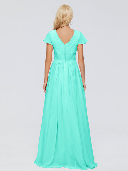 Charlie A-line V Neck Chiffon Bridesmaid Dresses