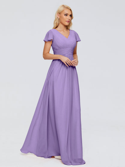 Charlie A-line V Neck Chiffon Bridesmaid Dresses