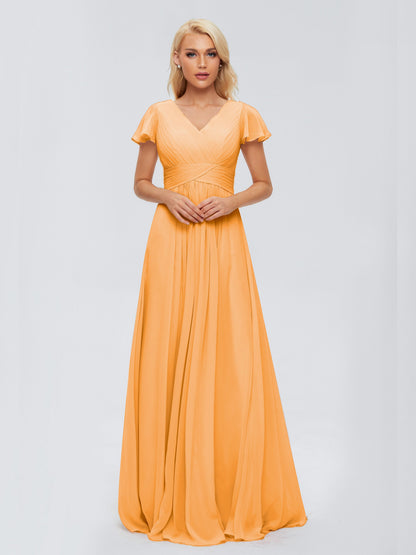 Charlie A-line V Neck Chiffon Bridesmaid Dresses