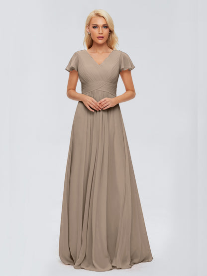 Charlie A-line V Neck Chiffon Bridesmaid Dresses