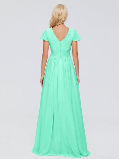 Charlie A-line V Neck Chiffon Bridesmaid Dresses