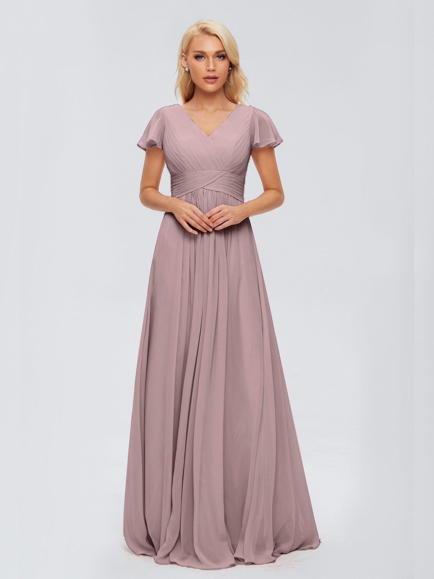 Charlie A-line V Neck Chiffon Bridesmaid Dresses