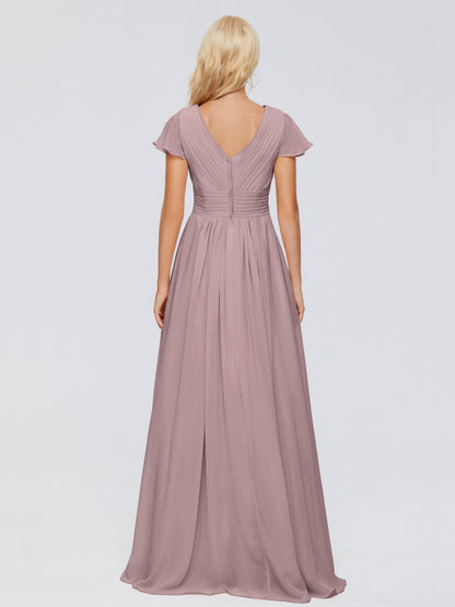 Charlie A-line V Neck Chiffon Bridesmaid Dresses