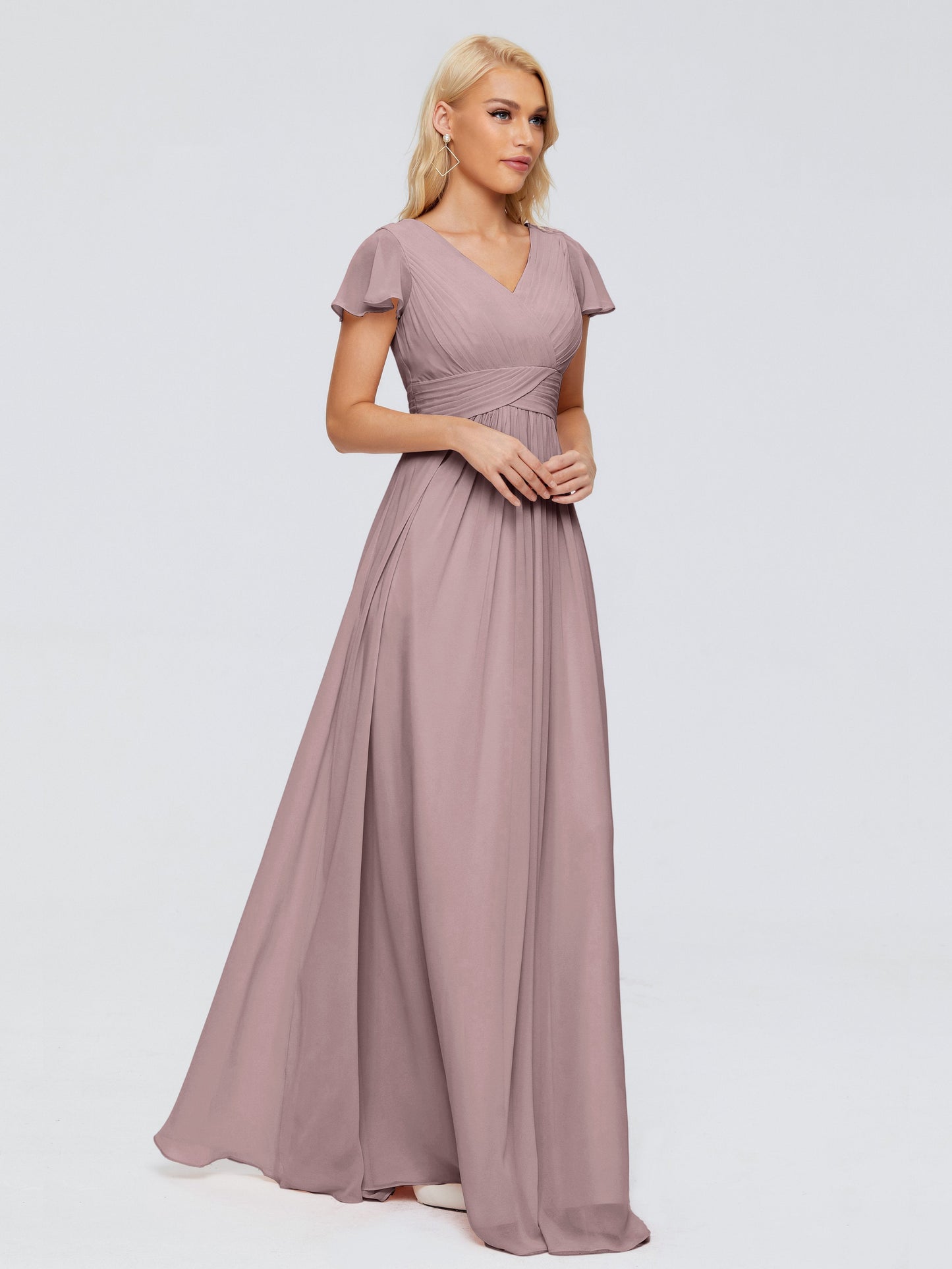 Charlie A-line V Neck Chiffon Bridesmaid Dresses