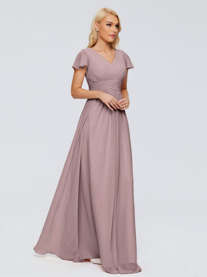 Charlie A-line V Neck Chiffon Bridesmaid Dresses