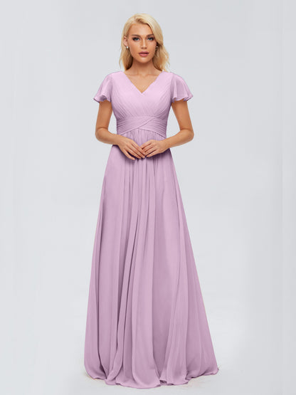 Charlie A-line V Neck Chiffon Bridesmaid Dresses