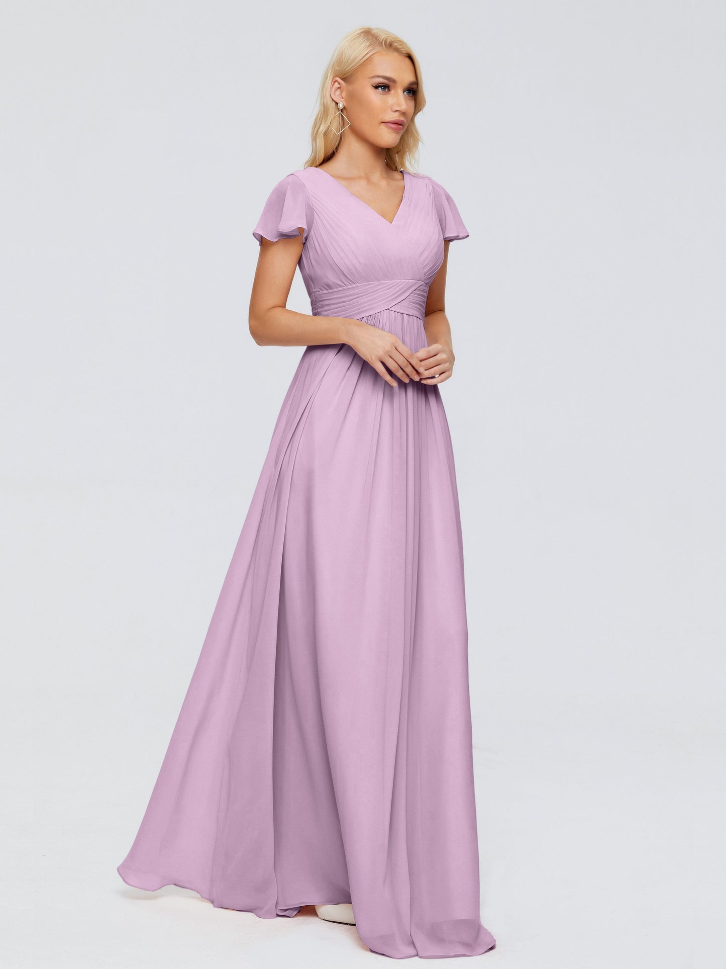 Charlie A-line V Neck Chiffon Bridesmaid Dresses