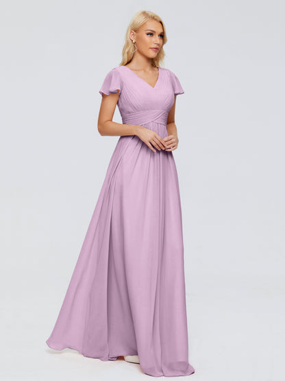 Charlie A-line V Neck Chiffon Bridesmaid Dresses