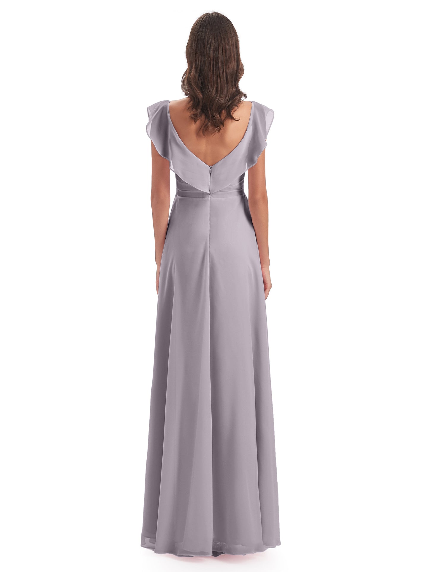 Courtney Sheath V-Neck Straps Chiffon Long Bridesmaid Dresses