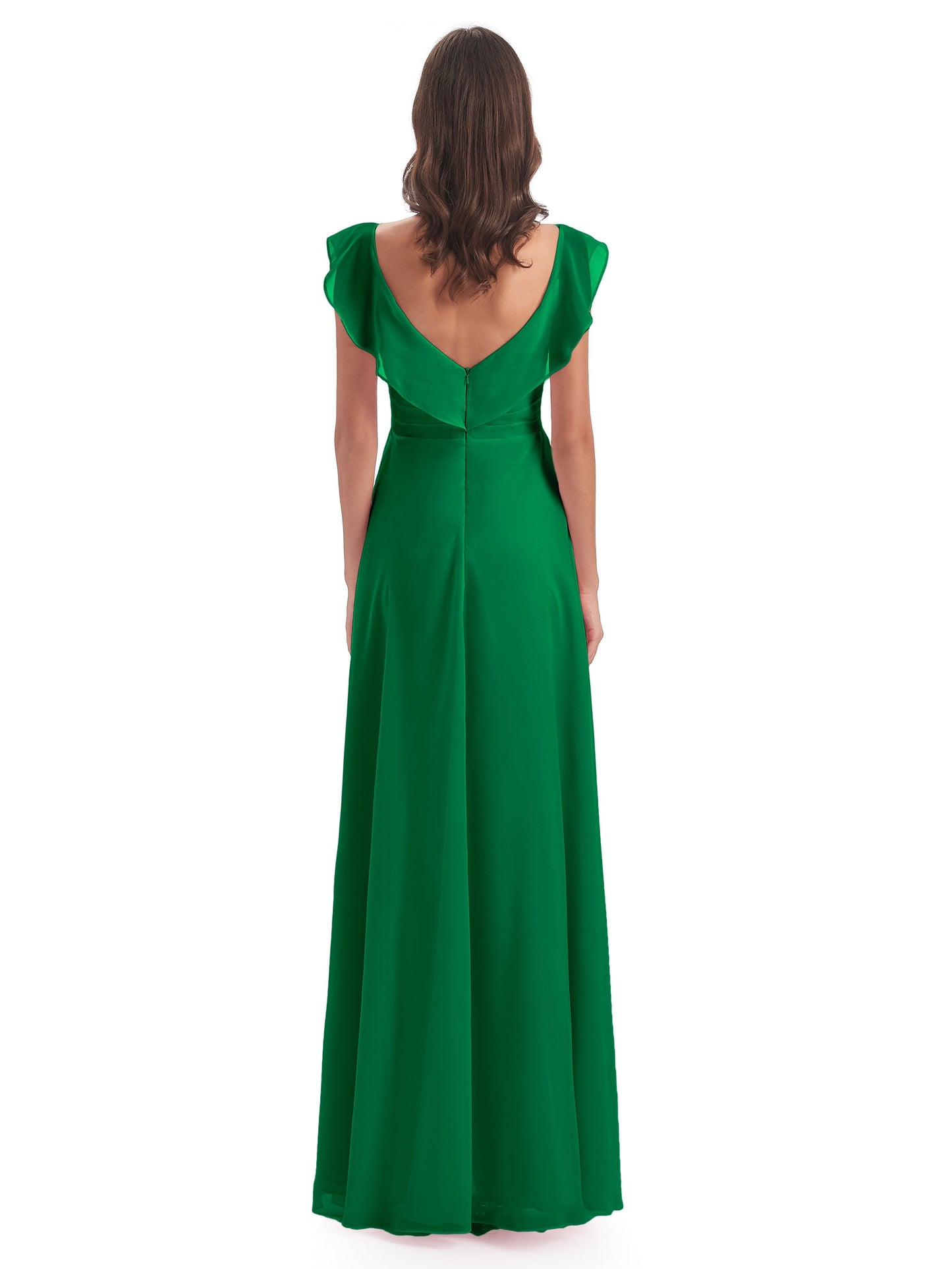 Courtney Sheath V-Neck Straps Chiffon Long Bridesmaid Dresses