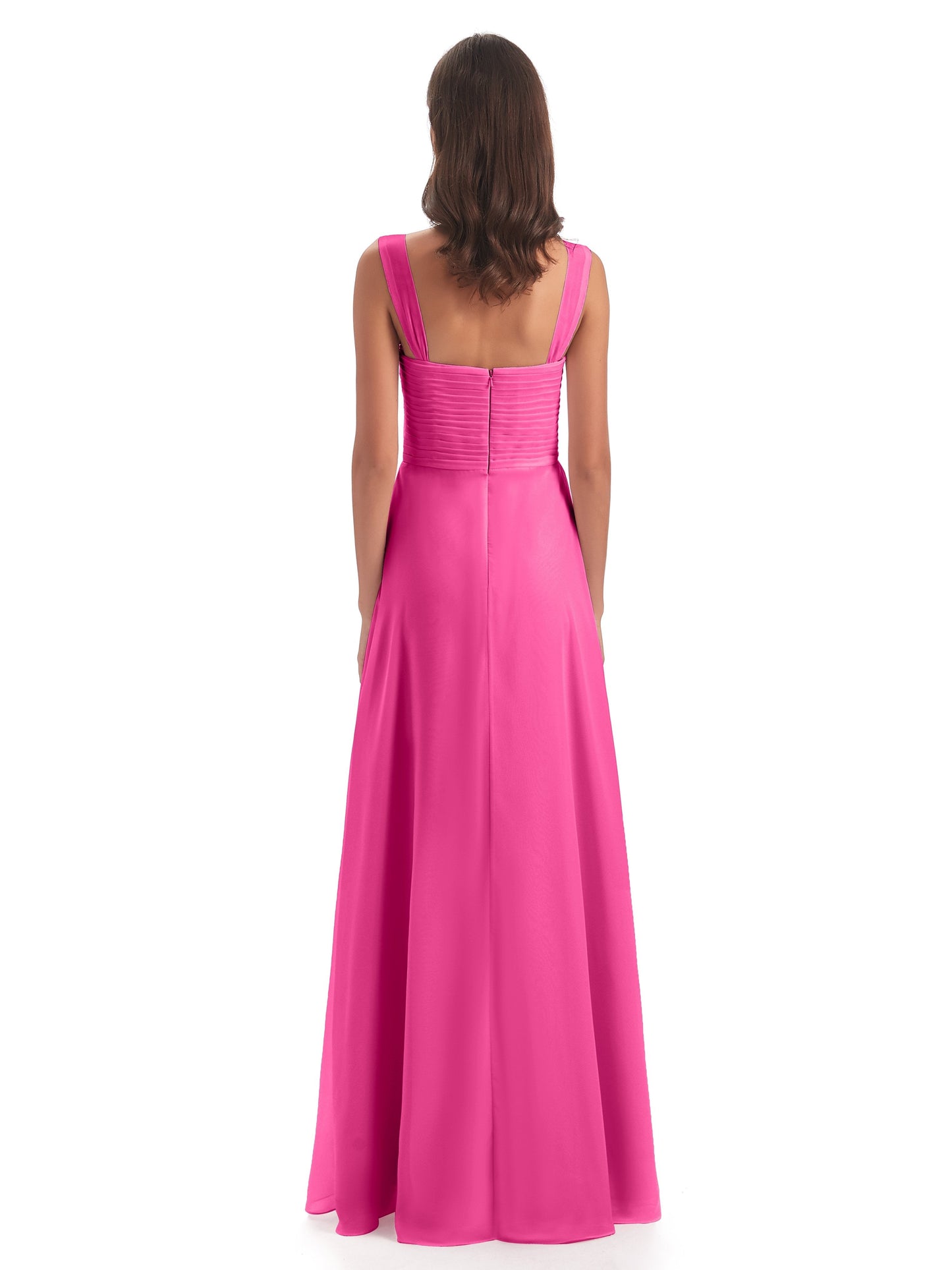 Egypt A-Line Straps Chiffon Long Bridesmaid Dresses