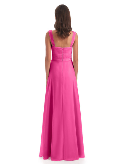 Egypt A-Line Straps Chiffon Long Bridesmaid Dresses