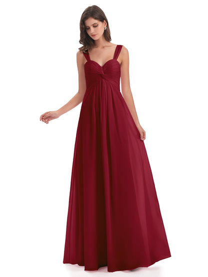 Egypt A-Line Straps Chiffon Long Bridesmaid Dresses