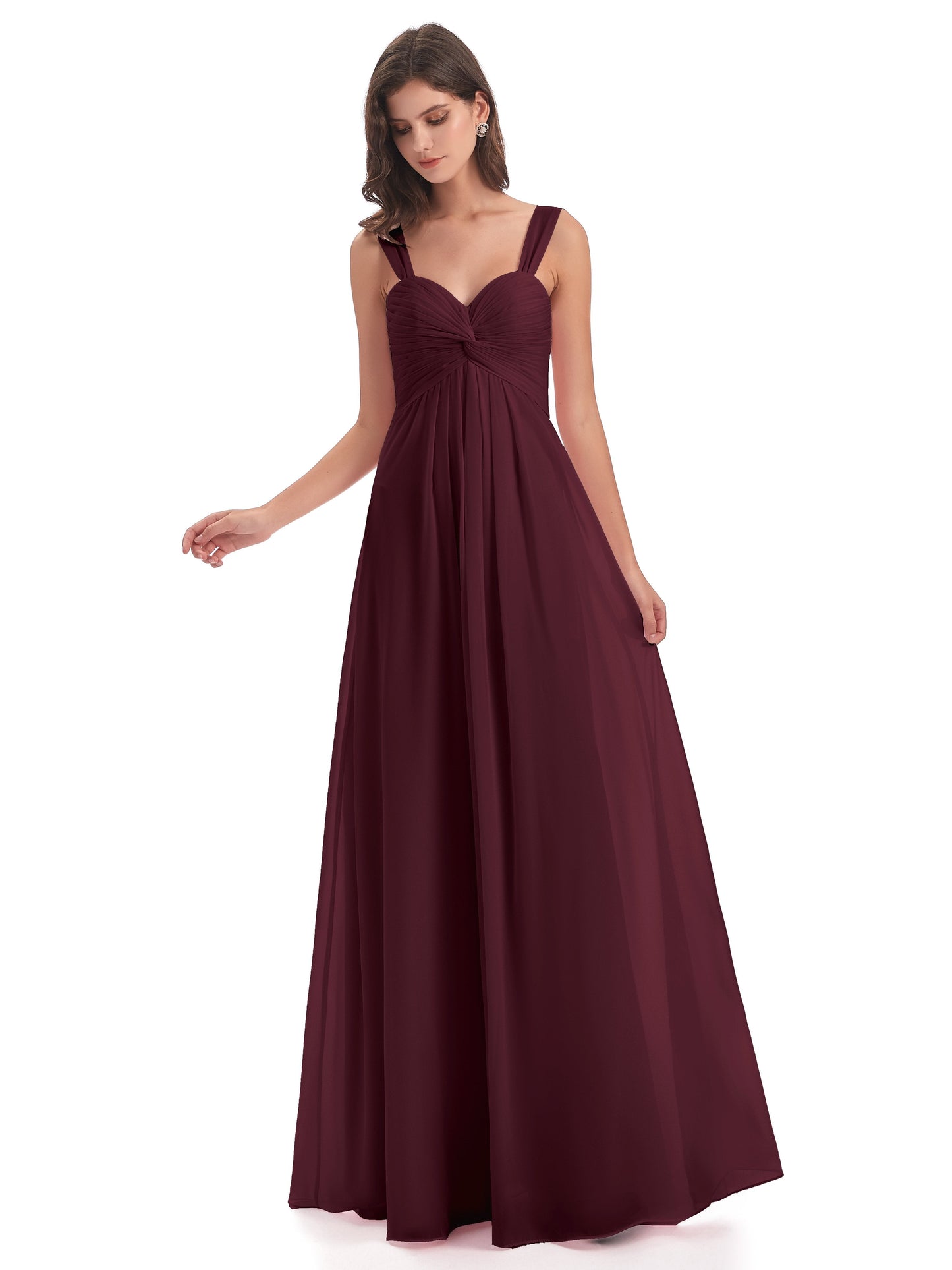Egypt A-Line Straps Chiffon Long Bridesmaid Dresses