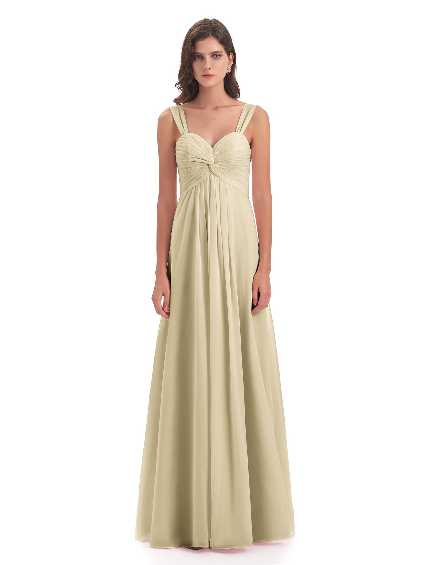 Egypt A-Line Straps Chiffon Long Bridesmaid Dresses
