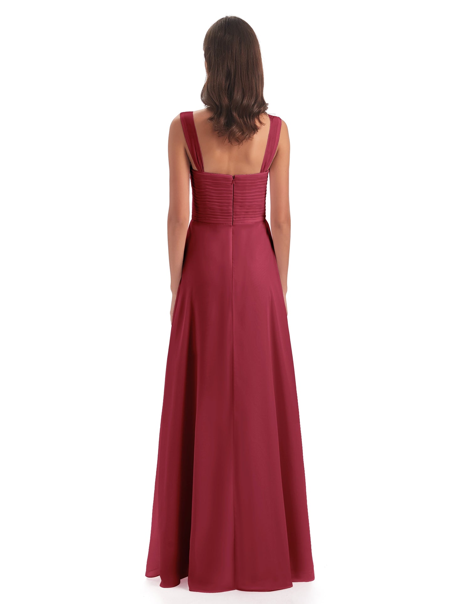 Egypt A-Line Straps Chiffon Long Bridesmaid Dresses