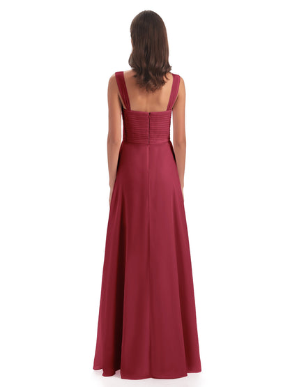 Egypt A-Line Straps Chiffon Long Bridesmaid Dresses